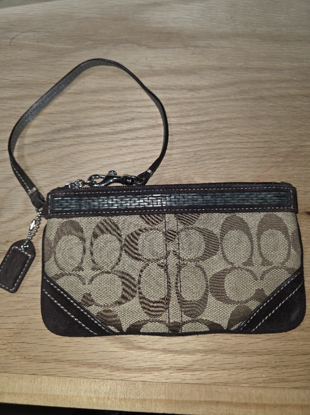 Coach Signature Canvas Wristlet in Brown